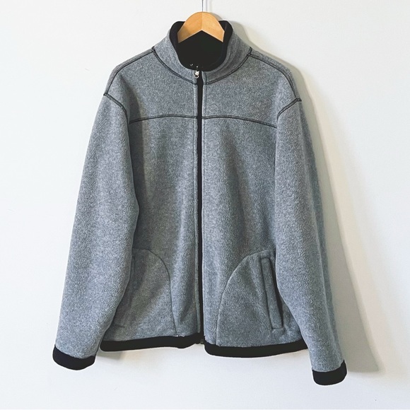 Outline Men Black Grey Zip Up Hoodie Reversible Fleeced Pockets Size S Oversized - Picture 8 of 16